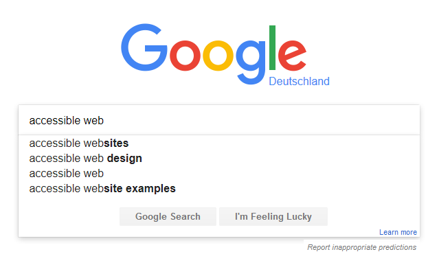 Example of Google's autocomplete