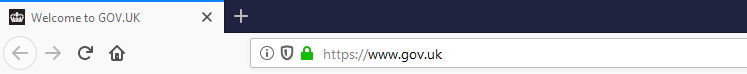 The gov.uk homepage showing "Welcome to GOV.UK!"